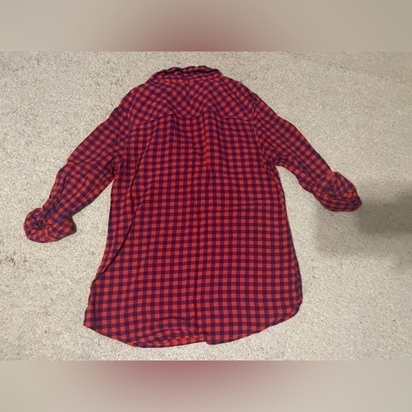 Merona Red and black 3/4 sleeve plaid top size XS - Picture 5 of 7